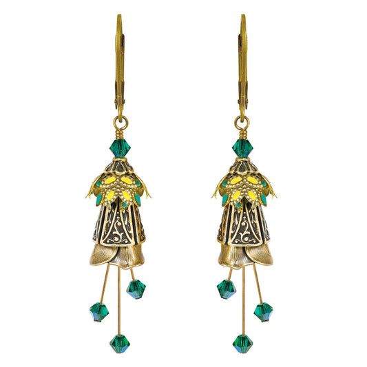 NoMonet - Flower Fairy: Painted Whimsical Celtic Earrings w Crystals: Gold/Pink/Blue - PMA Store at the Portland Museum of Art, Maine