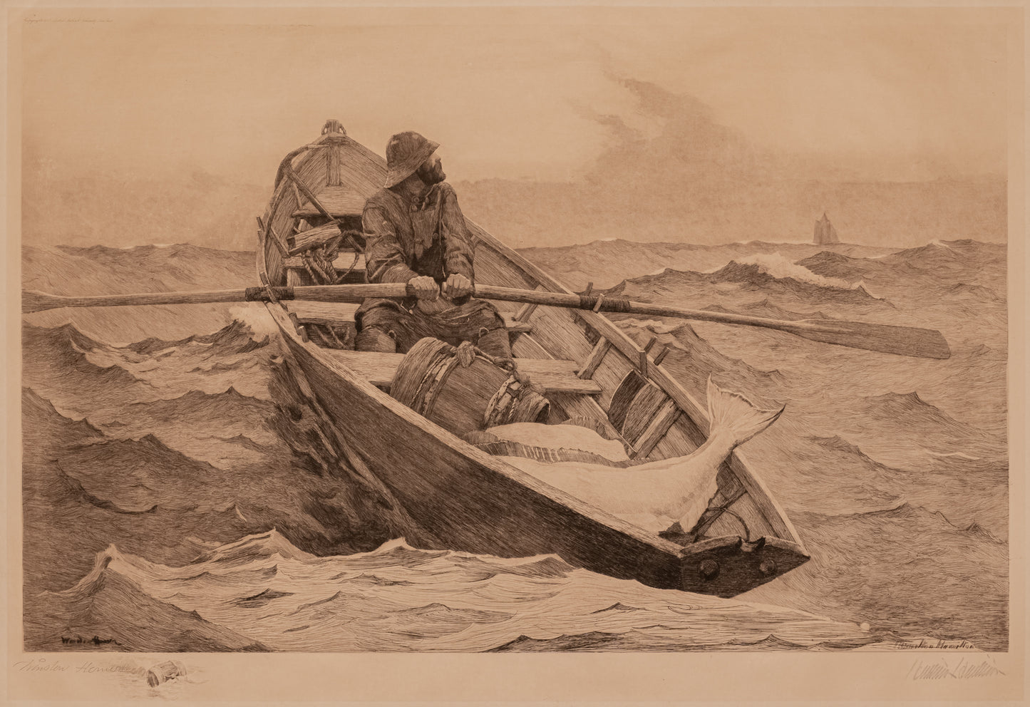 Winslow Homer The Fog Warning Etching Poster 18 x 24 - PMA Store at the Portland Museum of Art, Maine