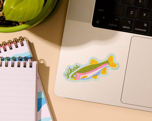 And Here We Are - Vinyl Sticker—Rainbow Trout (Yikes) - PMA Store at the Portland Museum of Art, Maine