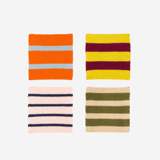 VERLOOP | knits - Patchwork Stripe Coaster Set: Rainbow - PMA Store at the Portland Museum of Art, Maine