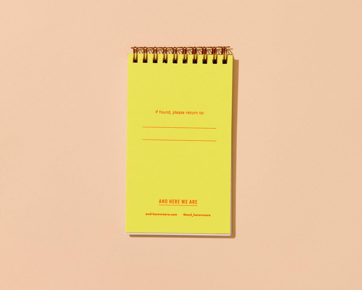 And Here We Are - Letterpress Small Spiral Notebook (Lined)—Cabana Stripe