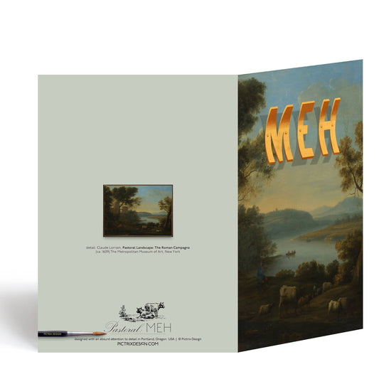 "Pastoral: MEH" A6 greeting card: Recycled white envelopes - PMA Store at the Portland Museum of Art, Maine