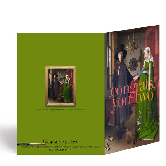 "Congrats, you two" (van Eyck) A6 wedding card: Recycled white envelopes - PMA Store at the Portland Museum of Art, Maine