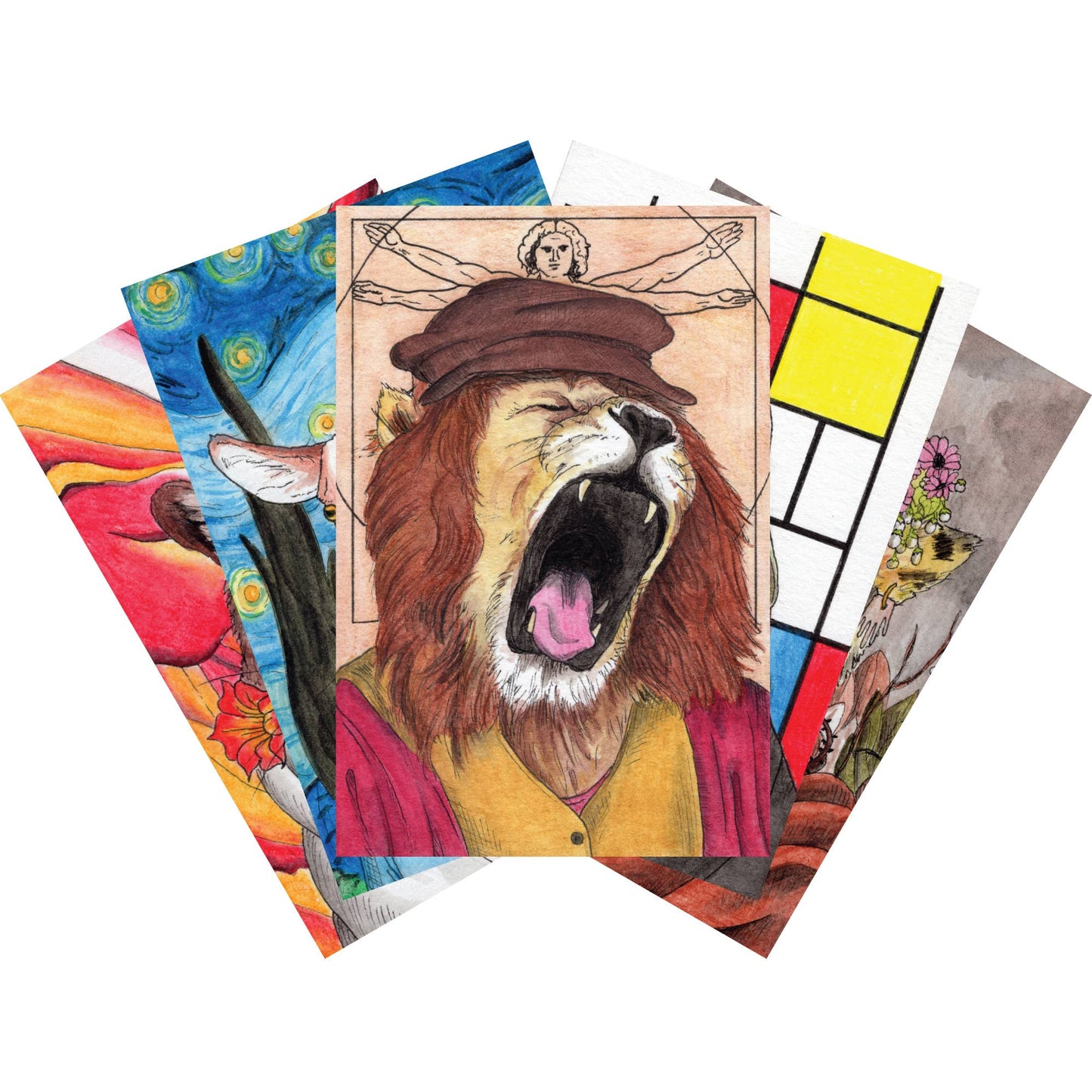 Ah Ha Brands - Zooseum Punny Animal Artist Postcard 12-Pack