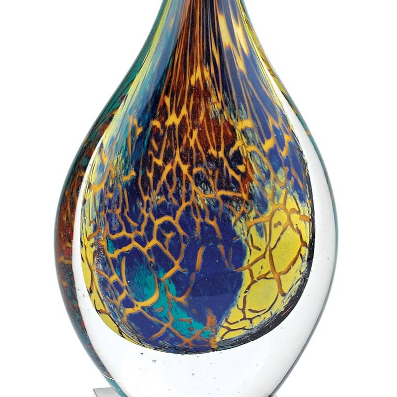Badash - Firestorm Murano Style Art Glass 12" Teardrop on Base - PMA Store at the Portland Museum of Art, Maine