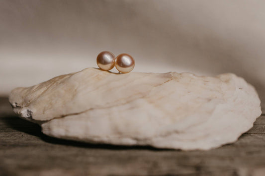 Sea Salt & Silver - Blush Pearl Stud Earrings: Large - PMA Store at the Portland Museum of Art, Maine
