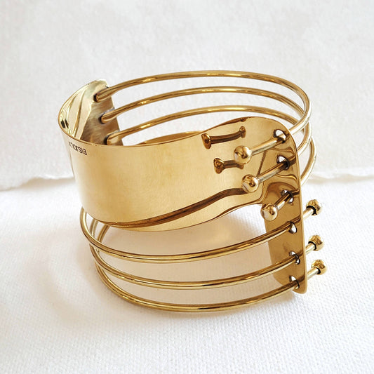 Bisjoux - Brass modern brutalist Wired bracelet Bangle: Armlet - PMA Store at the Portland Museum of Art, Maine