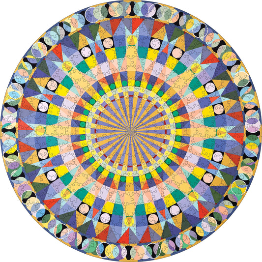 Pomegranate - Susan Barnett: Mandala IV 500-Piece Circular Jigsaw Puzzle - PMA Store at the Portland Museum of Art, Maine