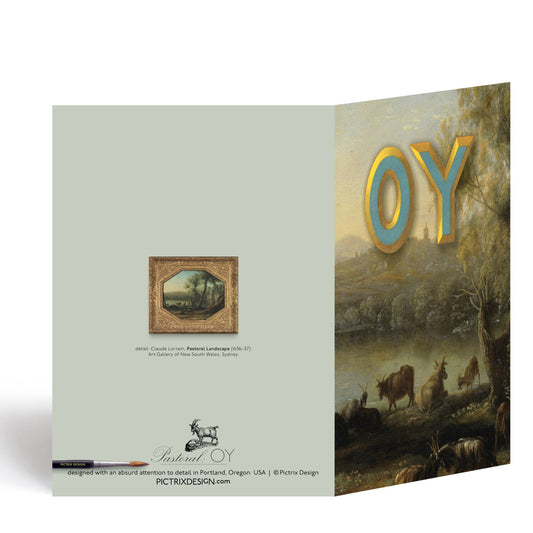 "Pastoral: OY" A6 greeting card: Recycled white envelopes - PMA Store at the Portland Museum of Art, Maine