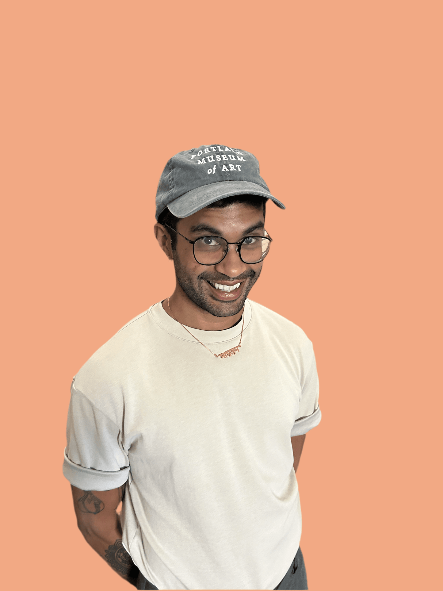 PMA Wordmark Charcoal Washed Baseball Hat 2024 - PMA Store at the Portland Museum of Art, Maine
