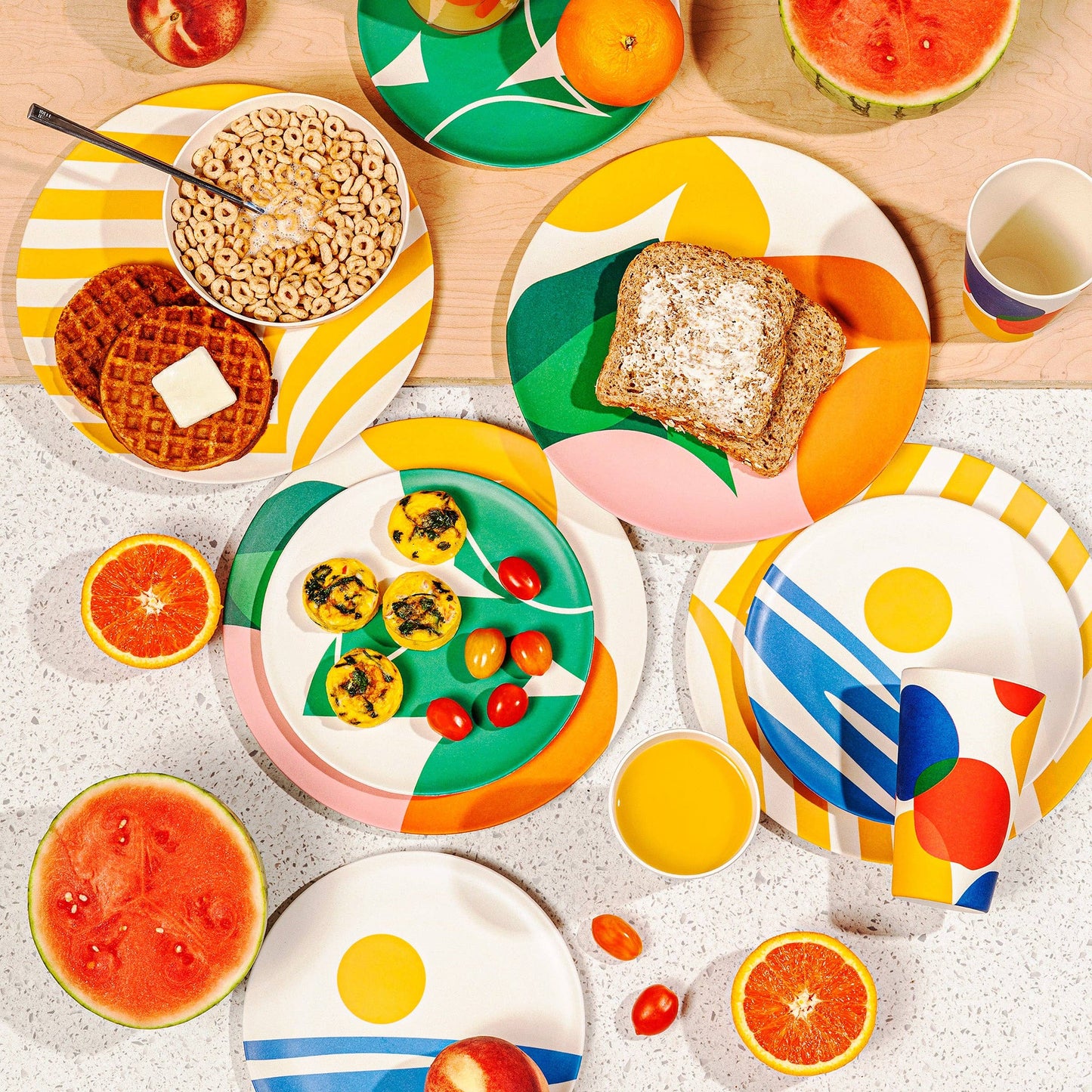 Poketo - Bamboo Dinner Plate Set in Waves: Waves - PMA Store at the Portland Museum of Art, Maine