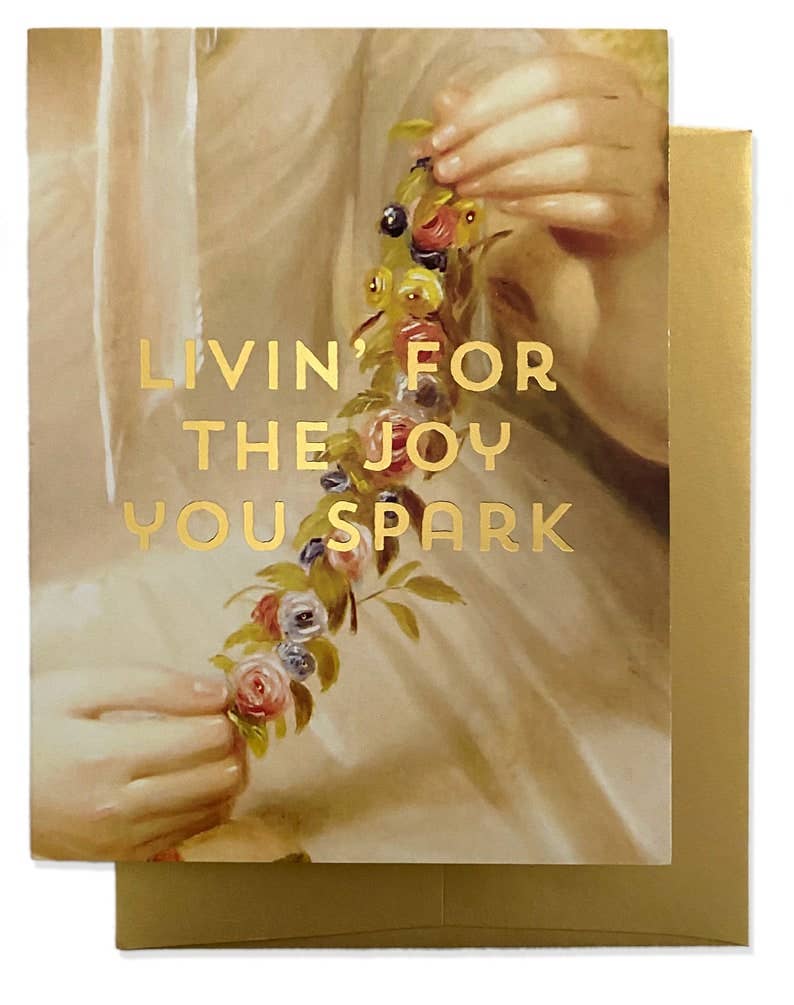 Billet Doux Cards - LIVING JOY Greeting Card - Gold Foil