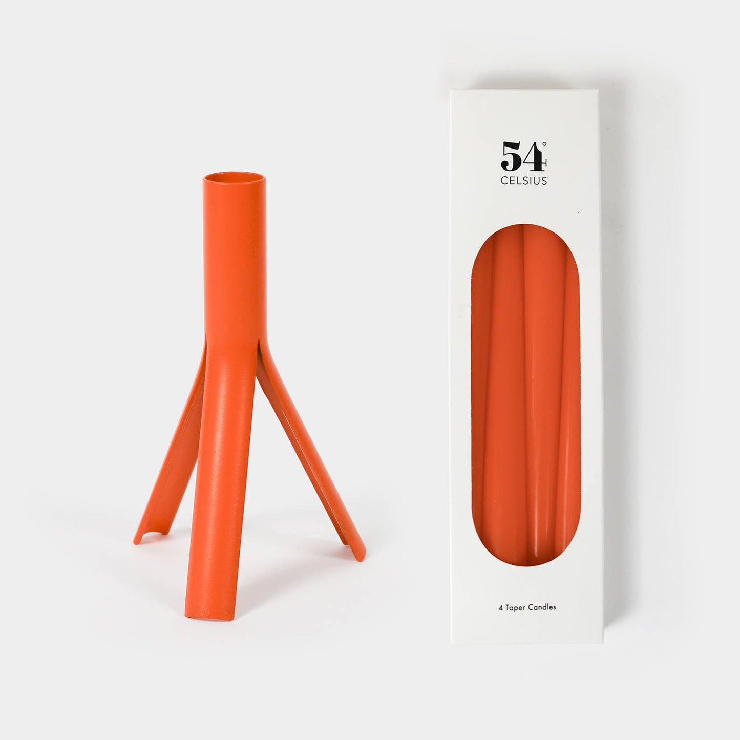 Taper Candles (4 Pack) + Steel Rocket Candle Holder, Orange - PMA Store at the Portland Museum of Art, Maine