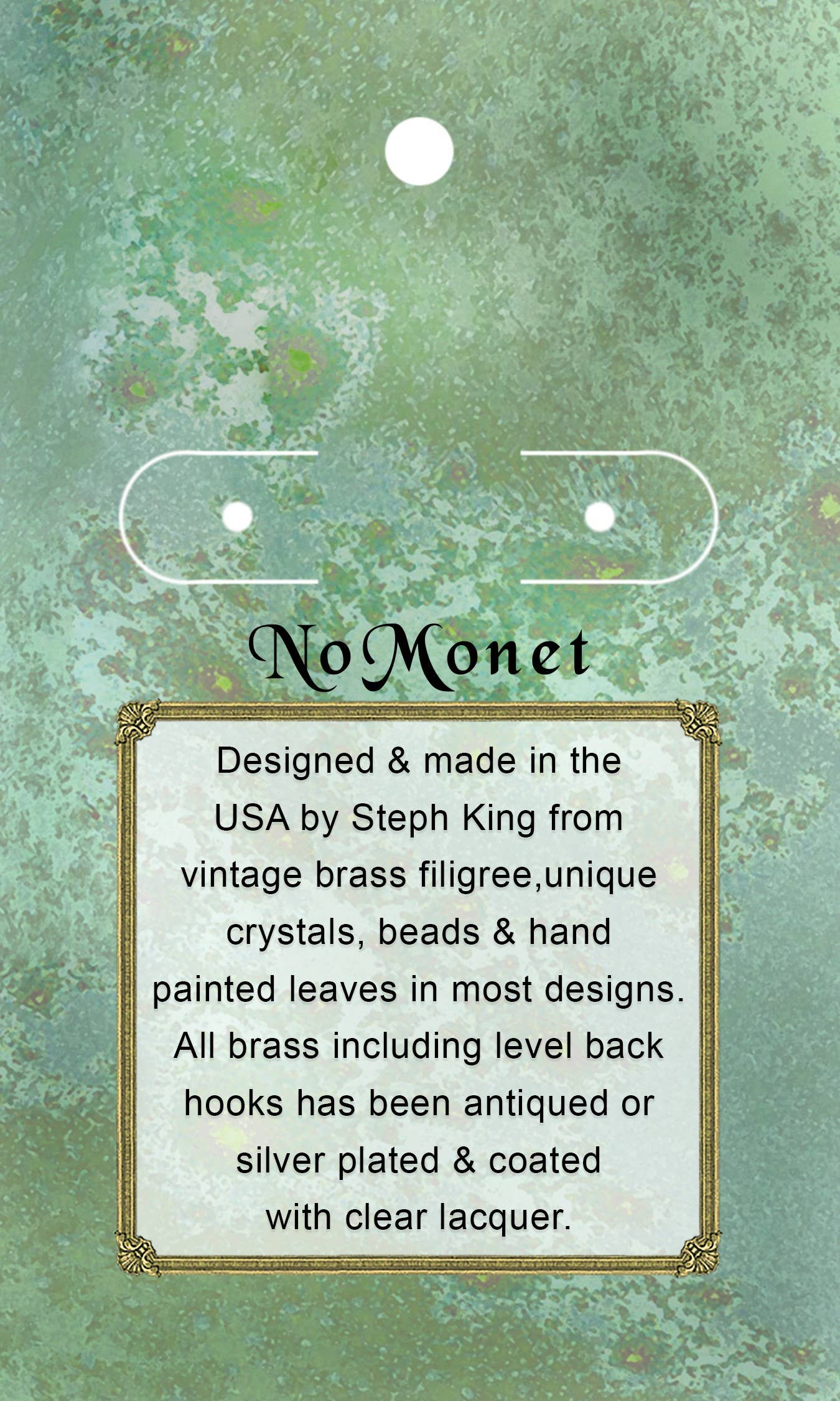 NoMonet - Fairyland: Dragonfly Daze Earrings Artisan Painted Filigree : Gold And Green - PMA Store at the Portland Museum of Art, Maine