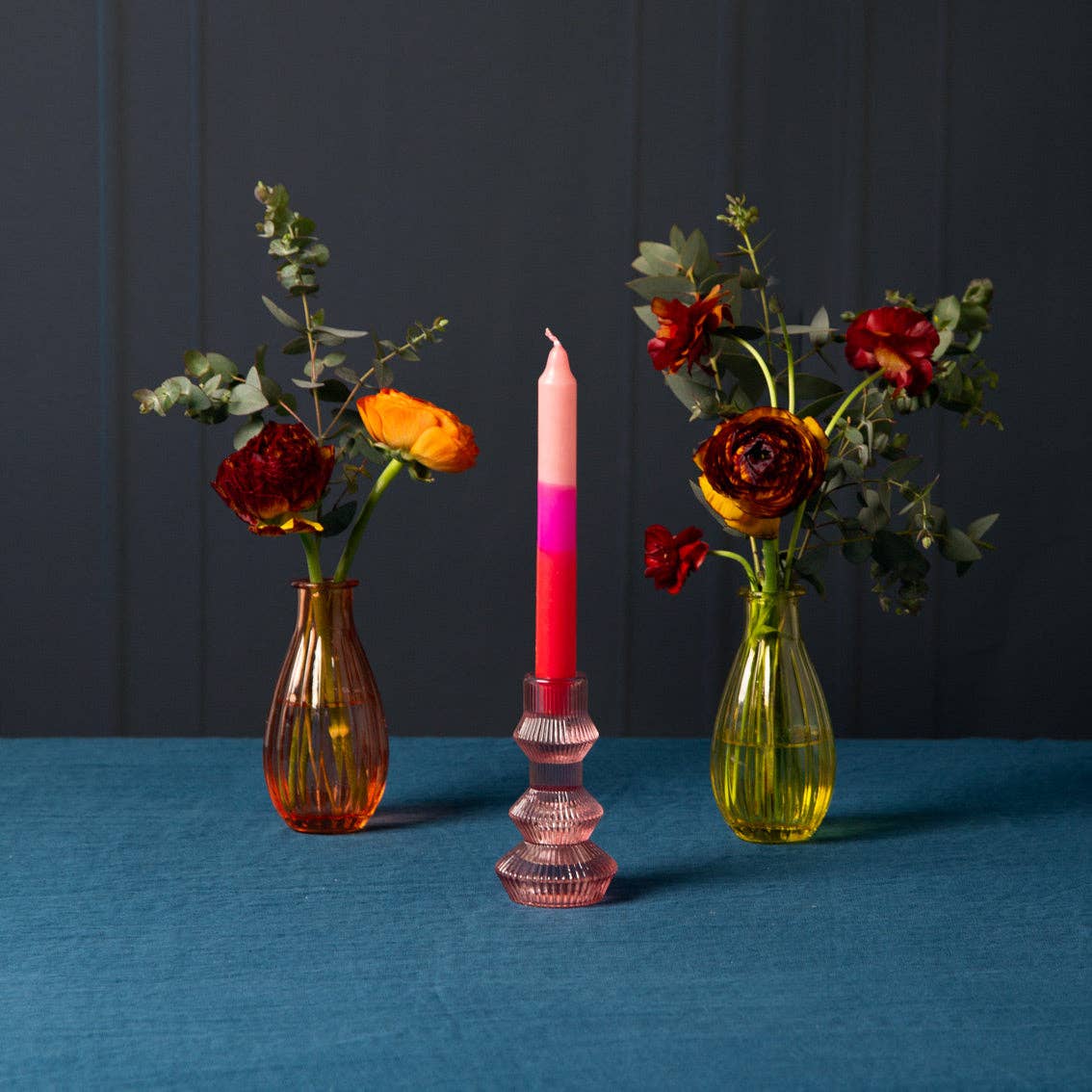 Talking Tables USA - Home, Birthday, Games & Seasonal Decor - Pink Glass Candlestick Holder | Summer Gifts |