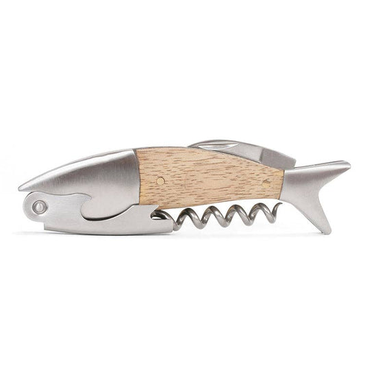 Kikkerland Design Inc - Lightwood Fish Corkscrew - PMA Store at the Portland Museum of Art, Maine