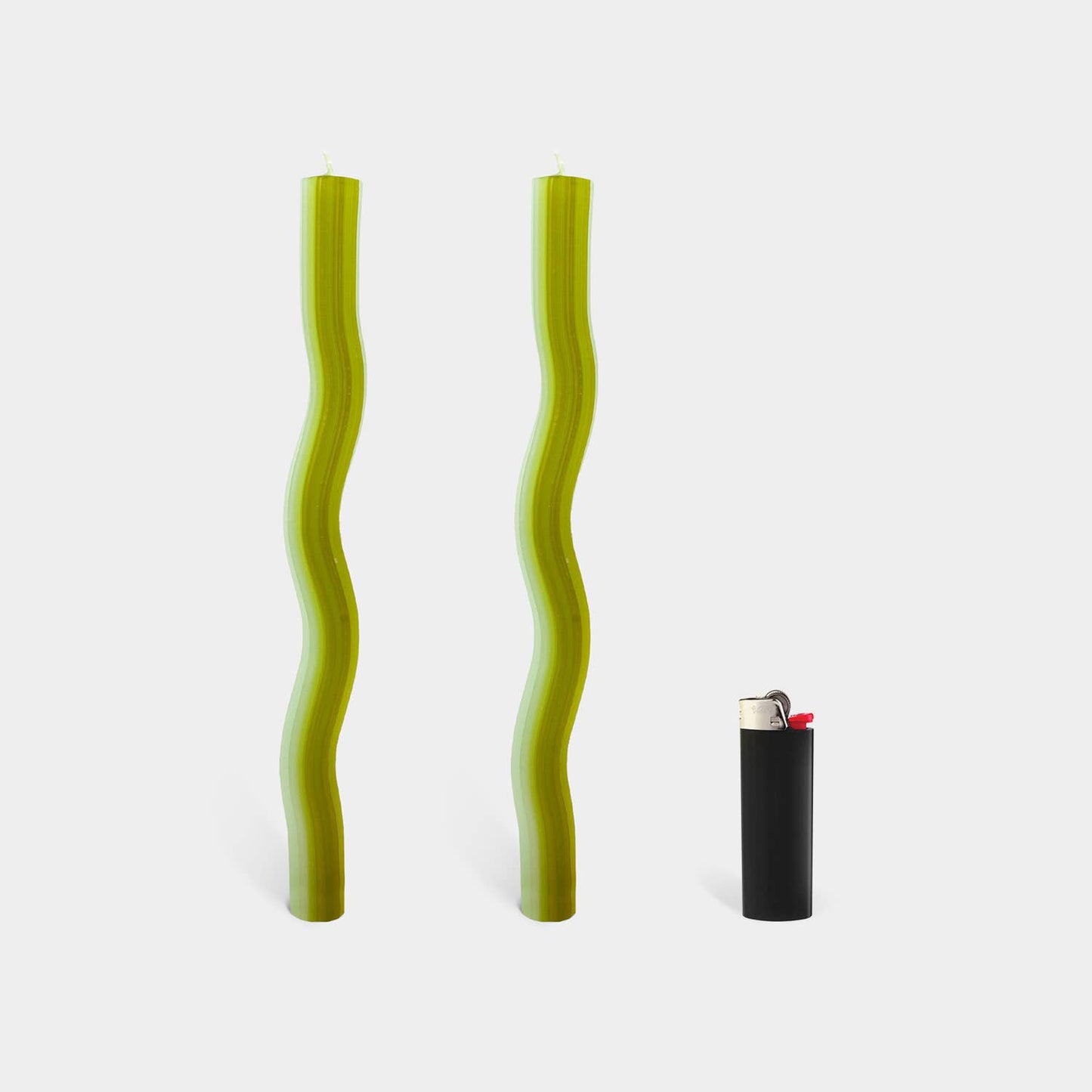 Wiggle Candles - Green (2 Pack) - 11" Vibrant Taper Candles - PMA Store at the Portland Museum of Art, Maine