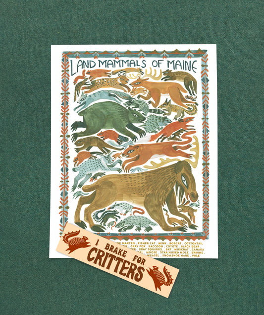Lin Snow Art - Land Mammals of Maine Print - PMA Store at the Portland Museum of Art, Maine