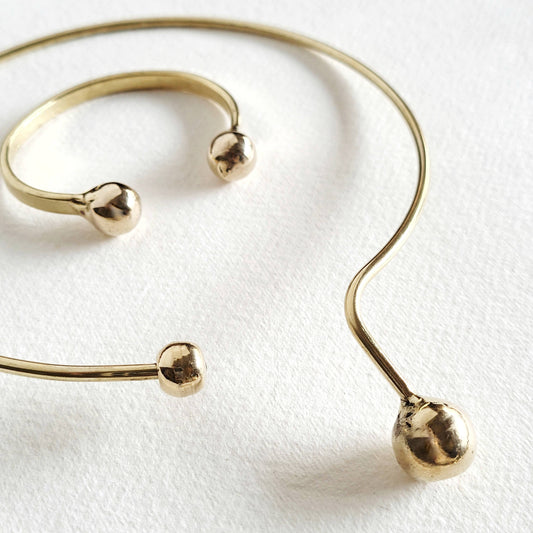 Bisjoux - Brass Drop sphere Collar necklace asymmetrical choker: Collar - PMA Store at the Portland Museum of Art, Maine