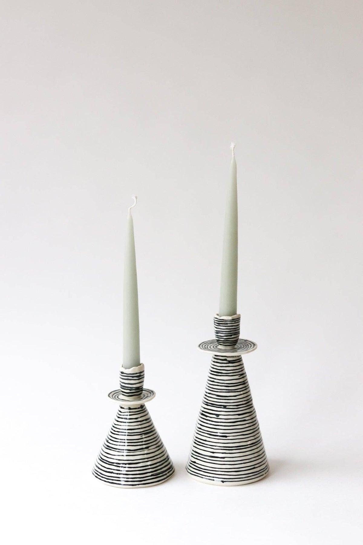 Elizabeth Benotti Ceramics - Everyday Pinched Candlestick Holder: Deep ocean / Tall - PMA Store at the Portland Museum of Art, Maine