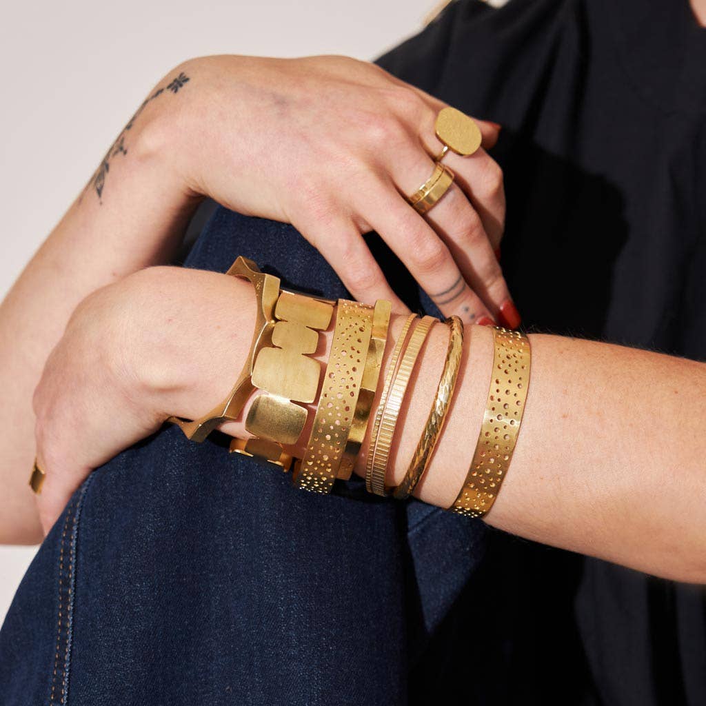 MULXIPLY - Mod Cairn Adjustable Cuff Bracelet - Brass - PMA Store at the Portland Museum of Art, Maine