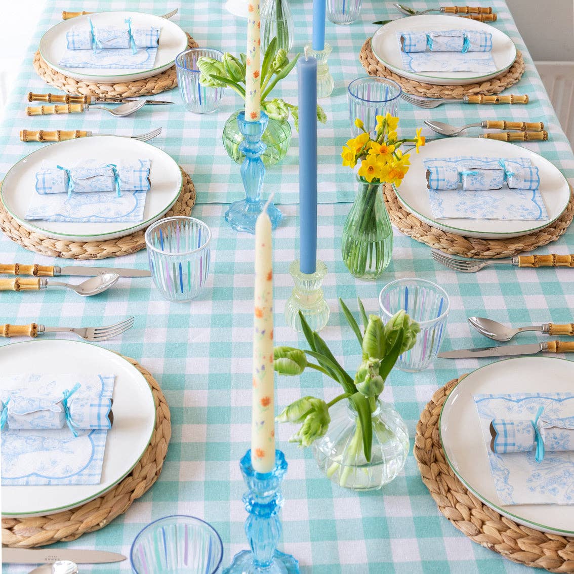 Talking Tables USA - Home, Birthday, Games & Seasonal Decor - Blue Glass Candle Holder | 4th of July Gifts |