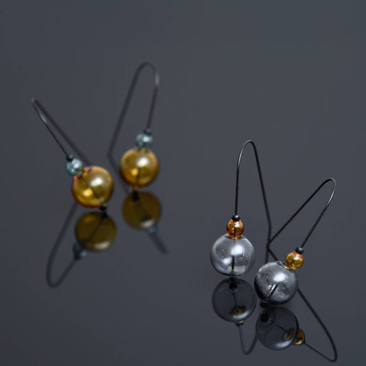 Pursuits - Mini Scoop Earrings: Glass Amber