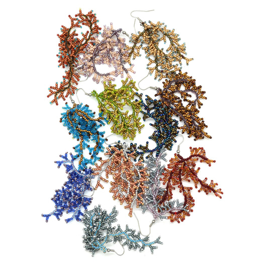 Dunitz & Company - Glass Seed Bead Coral Earrings - Fair Trade Verified: Assorted Spring Colors
