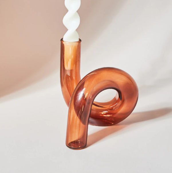 Twist Glass Candlestick Holder / Flower Vase: Blue - PMA Store at the Portland Museum of Art, Maine