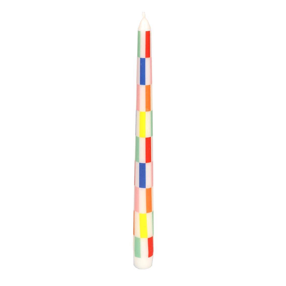 Talking Tables USA - Multi Colored Check Taper Dinner Candles | 2 Pack | Summer | - PMA Store at the Portland Museum of Art, Maine