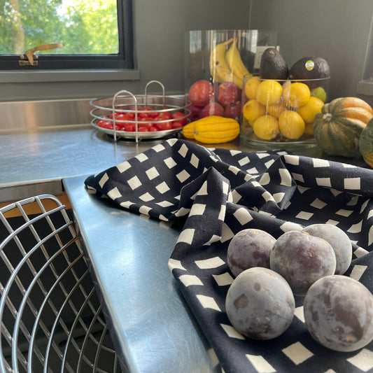 See Design - Tea Towels (Set of 2): Blocks Black/Grey - PMA Store at the Portland Museum of Art, Maine