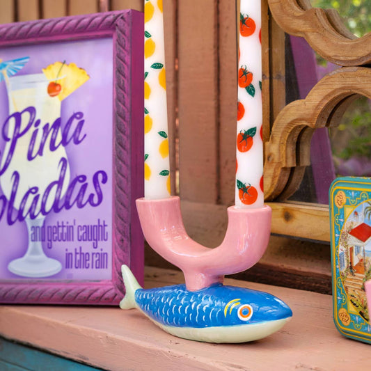 Fish Ceramic Candle Holder | 4.9" × 9.2" | Summer | Gifts | - PMA Store at the Portland Museum of Art, Maine