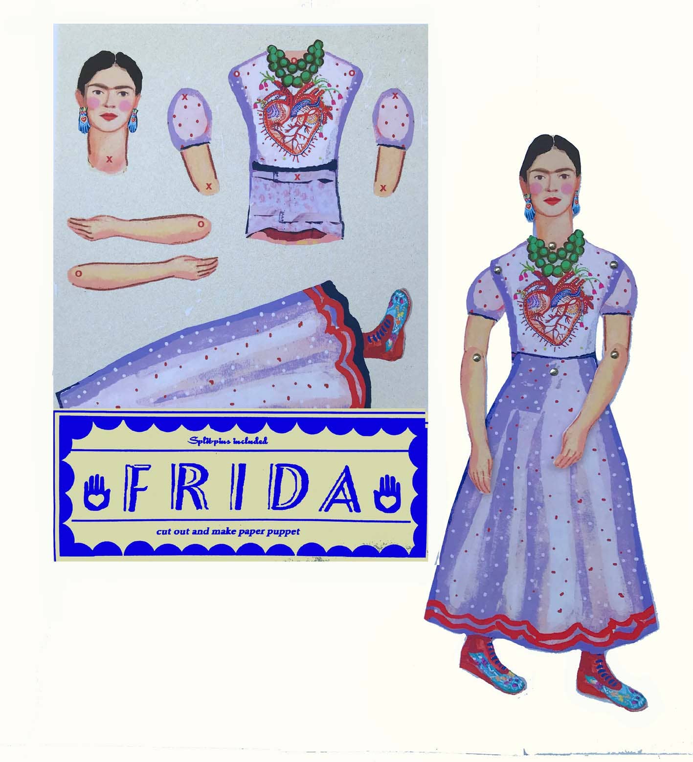 Frida K Cut and Make Paper Puppet - PMA Store at the Portland Museum of Art, Maine