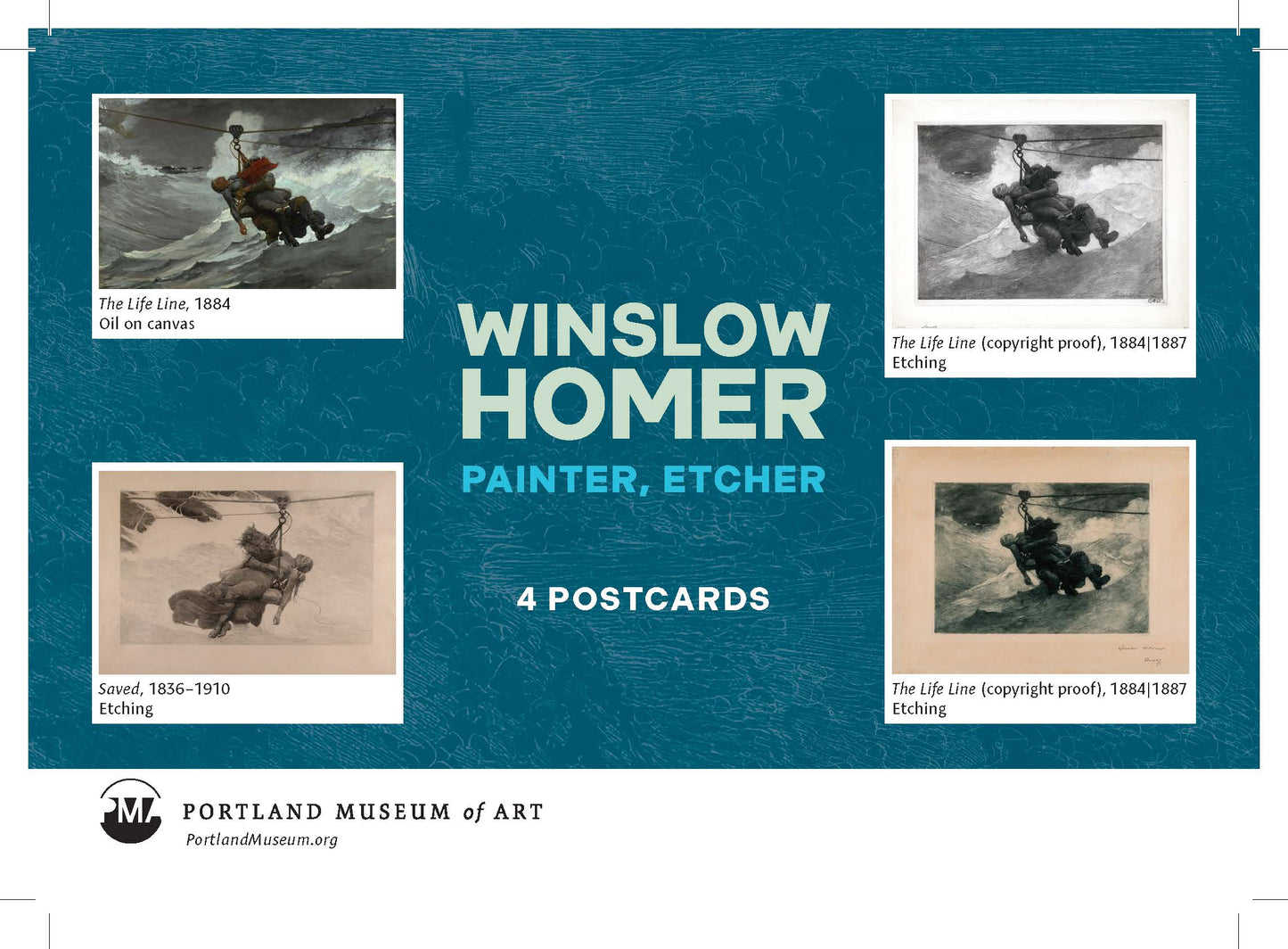 Winslow Homer Life Line Postcard Pack of 4 - PMA Store at the Portland Museum of Art, Maine