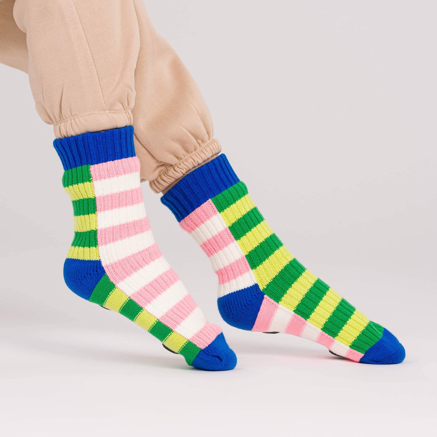 Super Stripe Knit House Socks: Poppy Lilac / L/XL - W 9.5-12.5<br>M 8-11 - PMA Store at the Portland Museum of Art, Maine