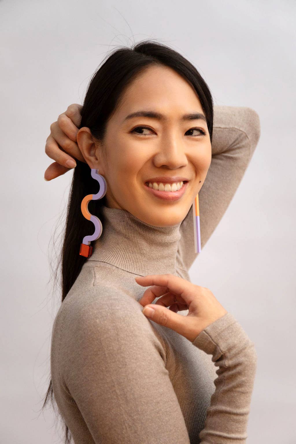 Pamela Coromoto - NEW Memphis Statement Earrings - Bold & unforgettable: Lilac/Salmon