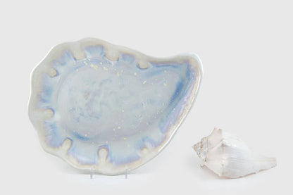 Alison Evans Ceramics - Large Oyster Plate: Mint& Charcoal