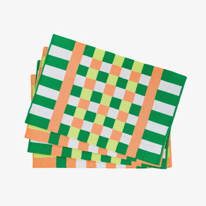Square Square Placemat Set: Peach Lime - PMA Store at the Portland Museum of Art, Maine