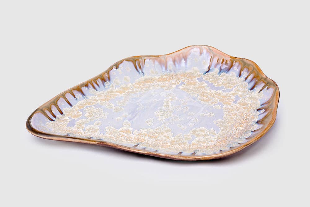 Alison Evans Ceramics - Medium Oyster Plate: Mint& Charcoal - PMA Store at the Portland Museum of Art, Maine