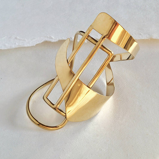 Bisjoux - Brass bold statement Dynasty Cuff bracelet - PMA Store at the Portland Museum of Art, Maine