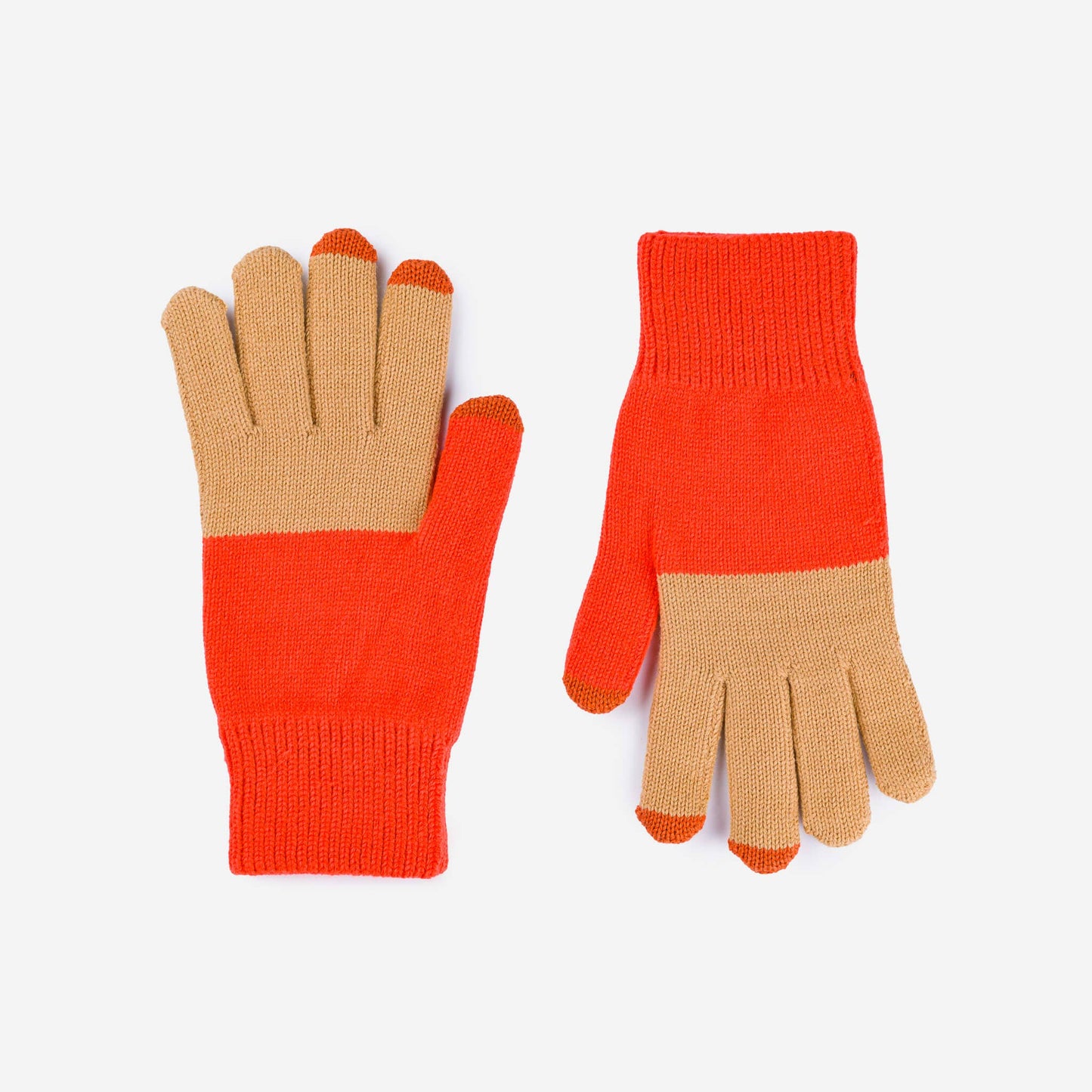 Colorblock Knit Touchscreen Gloves: Peach Lime - PMA Store at the Portland Museum of Art, Maine