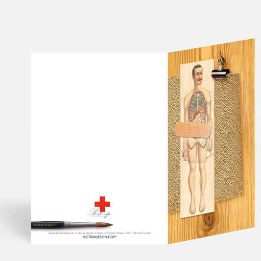 “Post-op” (abdomen/gentleman) get-well card: Recycled white envelopes - PMA Store at the Portland Museum of Art, Maine