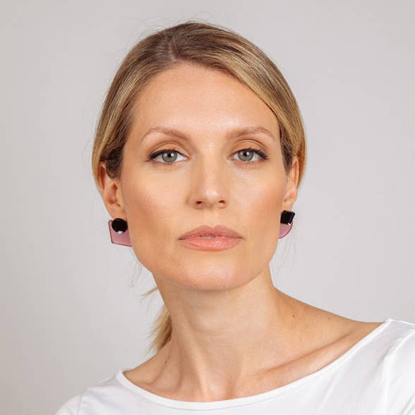 Pamela Coromoto - Glare Mini Earrings: Jade and Purple Mirror