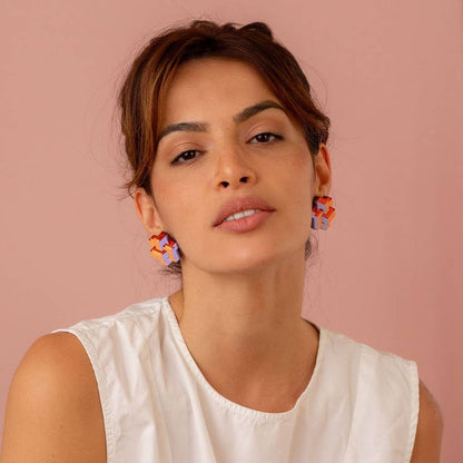 Pamela Coromoto - NEW Prisma Earrings – Bold Geometry for Modern Style: Purple Palette / Clip