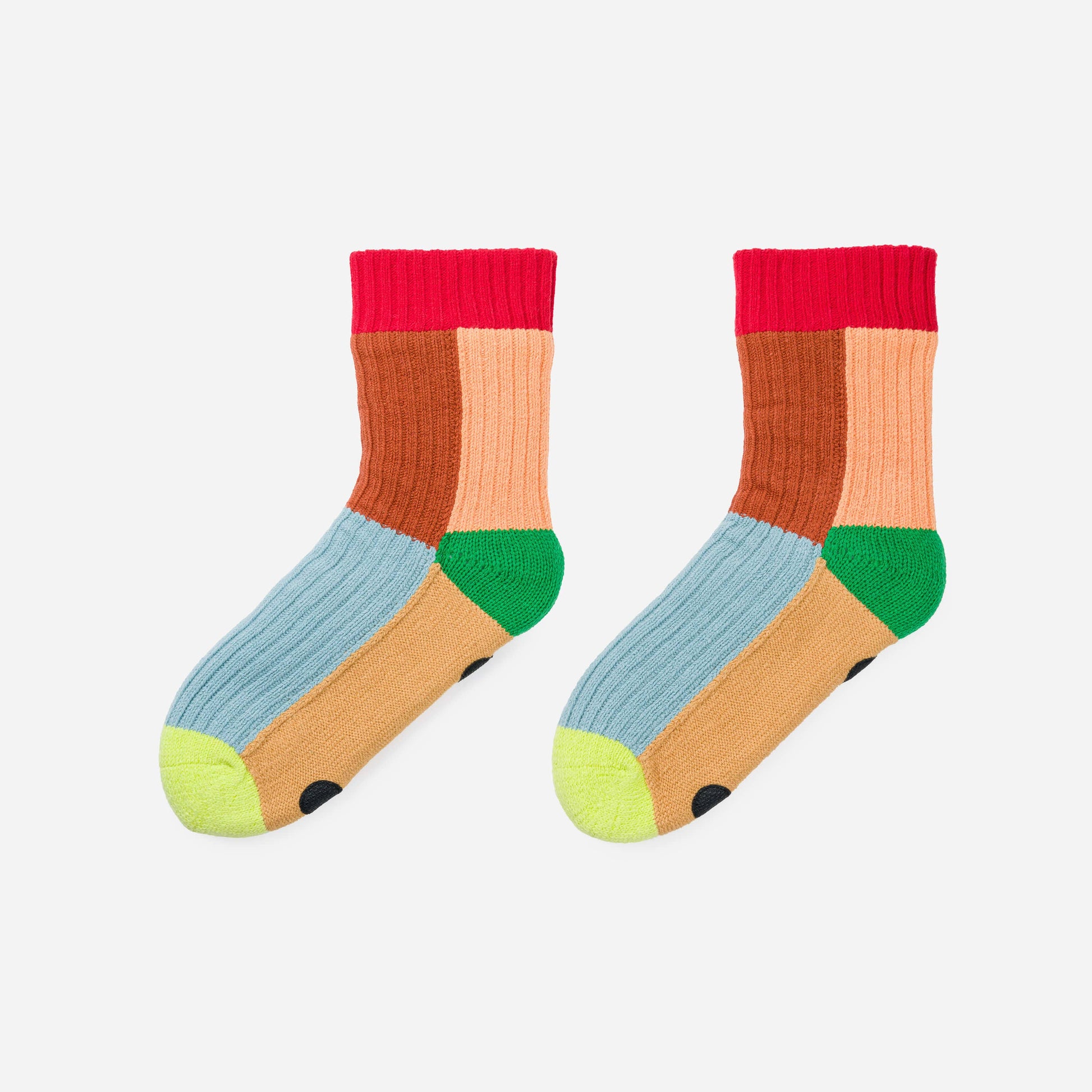 Kaleidoscope Knit House Socks: Olive Cobalt / S/M - W 6-9<br>M 5-7.5 - PMA Store at the Portland Museum of Art, Maine