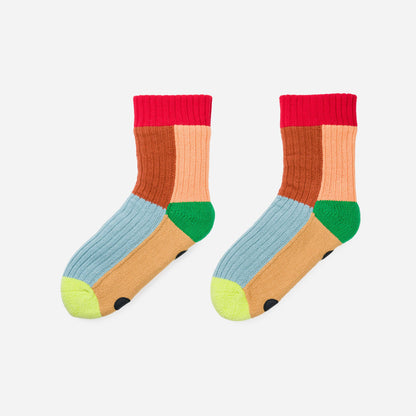 Kaleidoscope Knit House Socks: Olive Cobalt / S/M - W 6-9<br>M 5-7.5 - PMA Store at the Portland Museum of Art, Maine