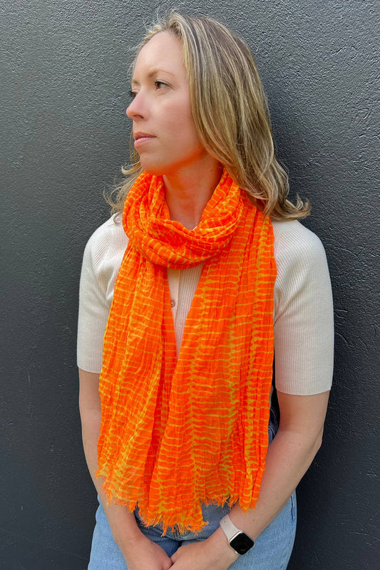 Cotton Scarf: Small Totem Red/Yellow - PMA Store at the Portland Museum of Art, Maine