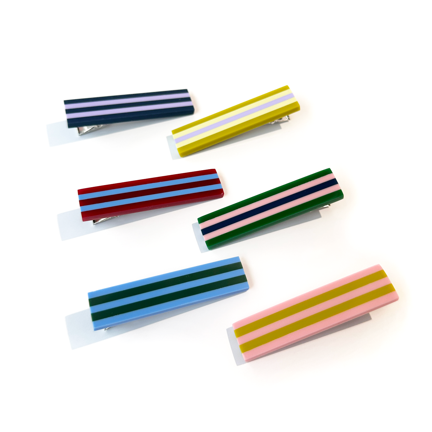 Combinist Goods - Striped Hair Clip | Large: Navy | Pastel Lilac