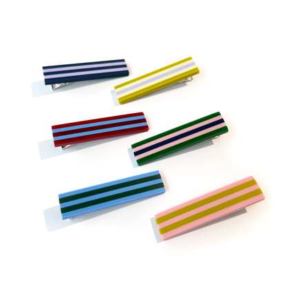 Combinist Goods - Striped Hair Clip | Large: Cornflower Blue | Green