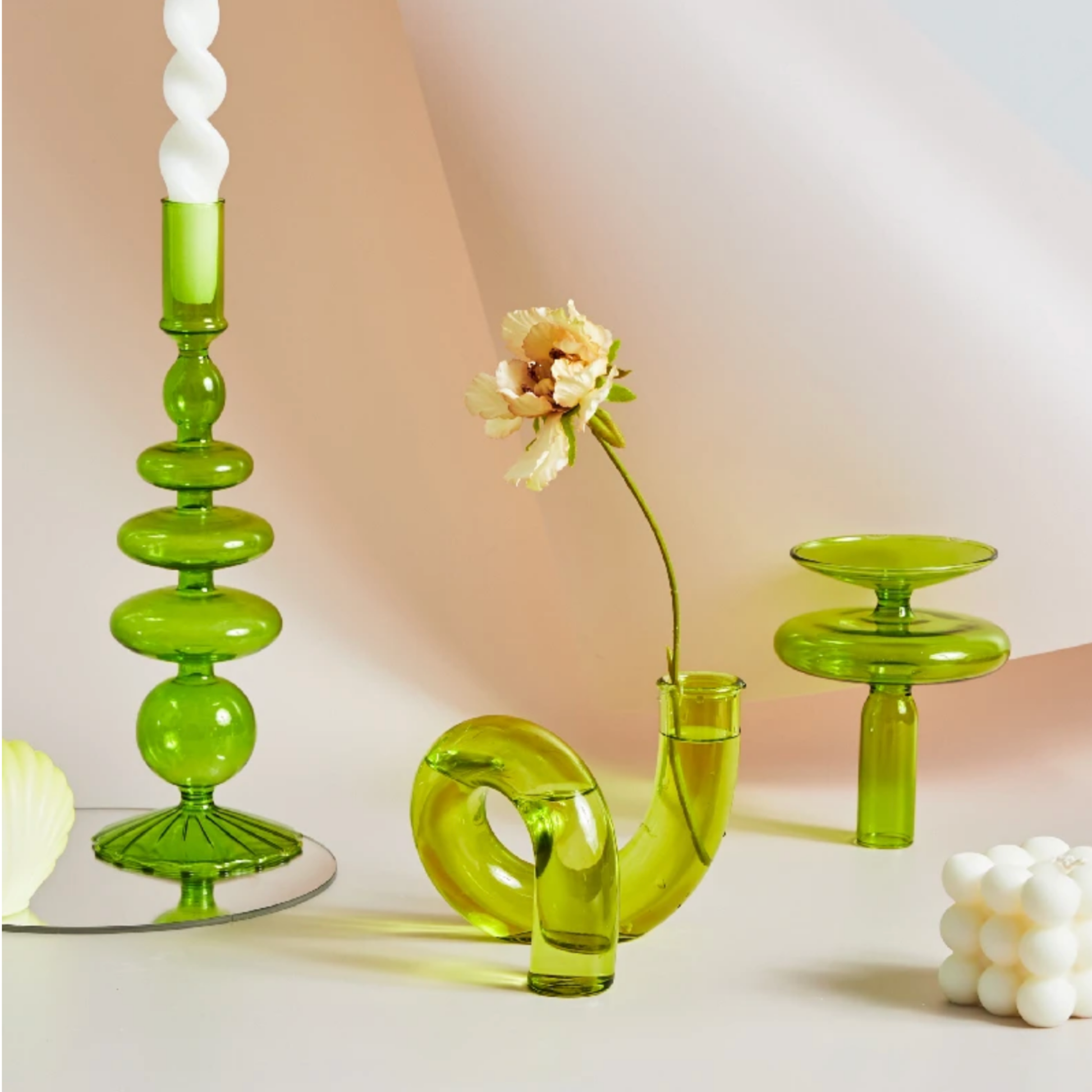 Lime Green Candlestick Holder | Flower Vase: J - PMA Store at the Portland Museum of Art, Maine